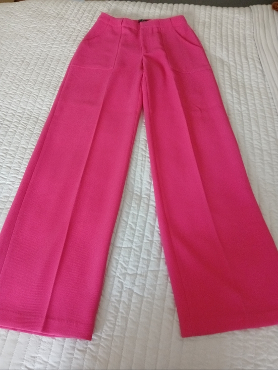 Aqua Pants - Aqua Wide-Leg High-Waist Trousers in Bright Pink/ Size :XS